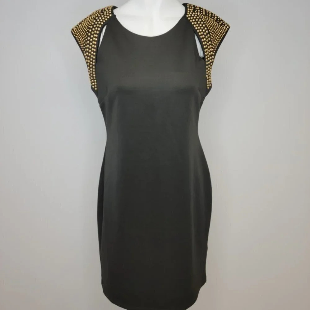 QED London Studded Shoulder  Dress